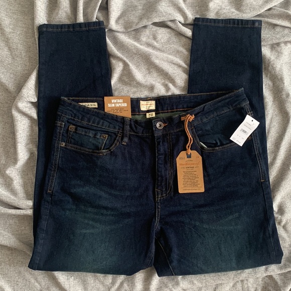 NWT Original Weatherproof Vintage Slim Tapered Dark Wash Jeans - 36 x 32 - Picture 3 of 3